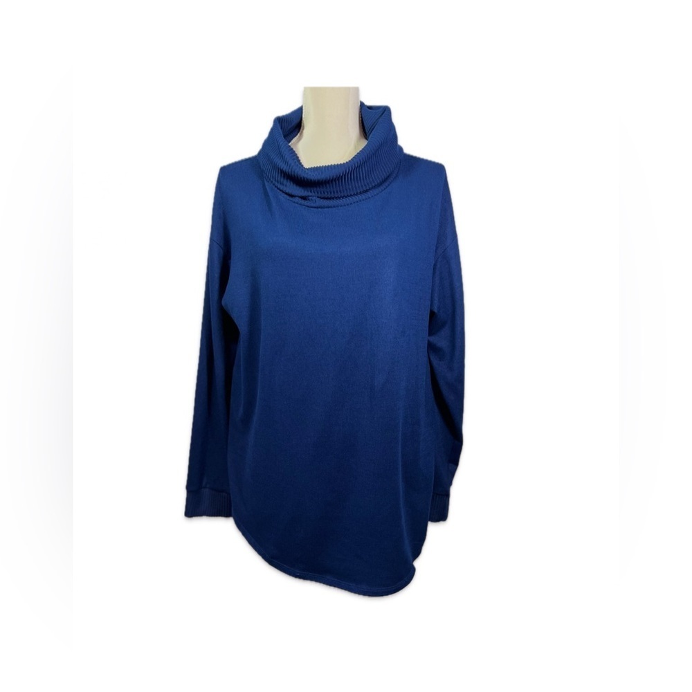 St. John's Bay Deep Blue Cowl Neck Sweater Women’s Size L